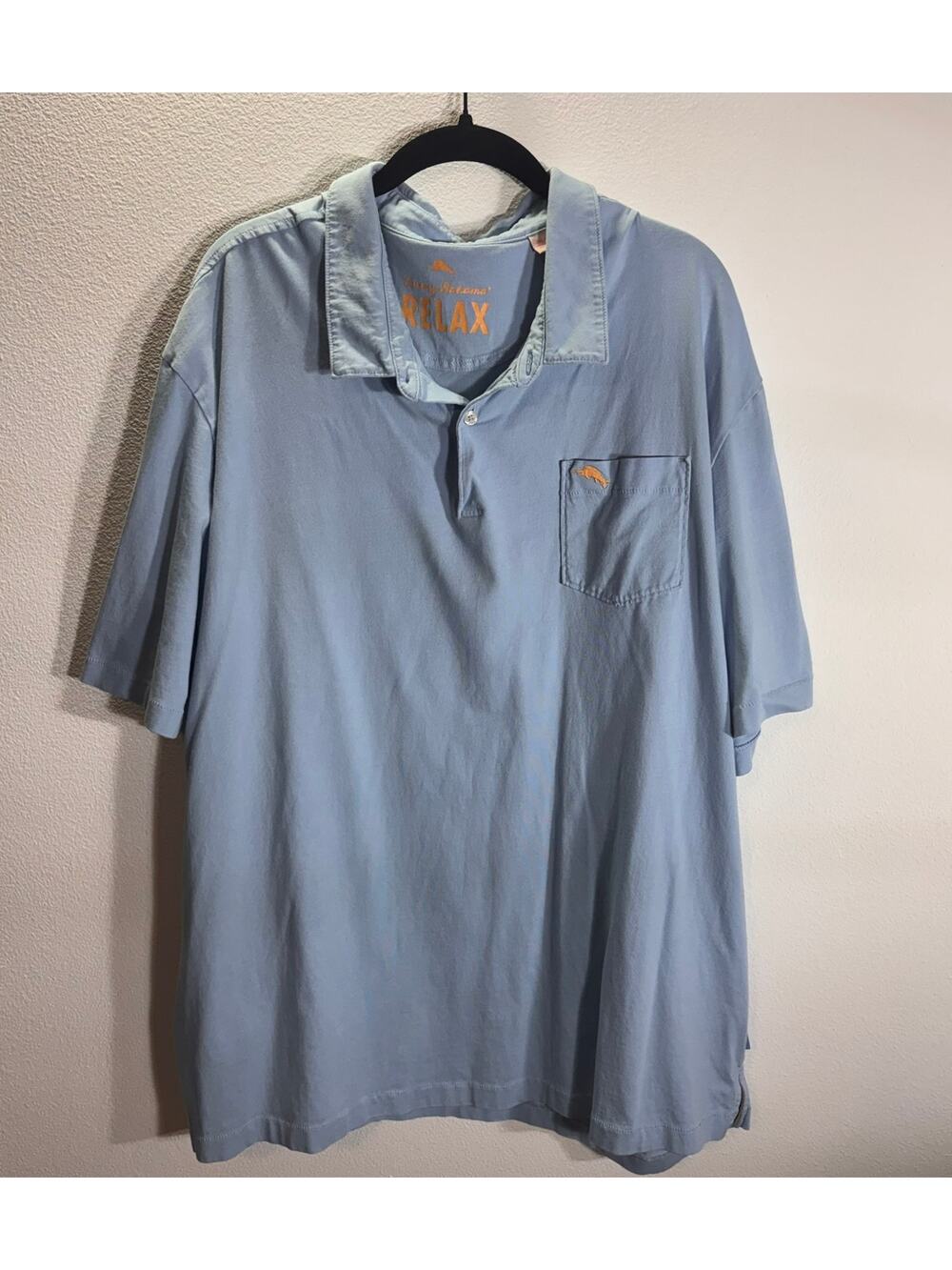 Tommy Bahama Relax Polo Shirt Mens 3XT Light Blue Pocket Cotton Casual